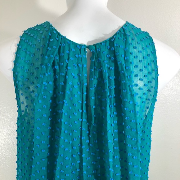 Anthropologie Sachin + Babi Teal Flocked Speckle Dress Silk Polka Dot Size 6 - Picture 5 of 9
